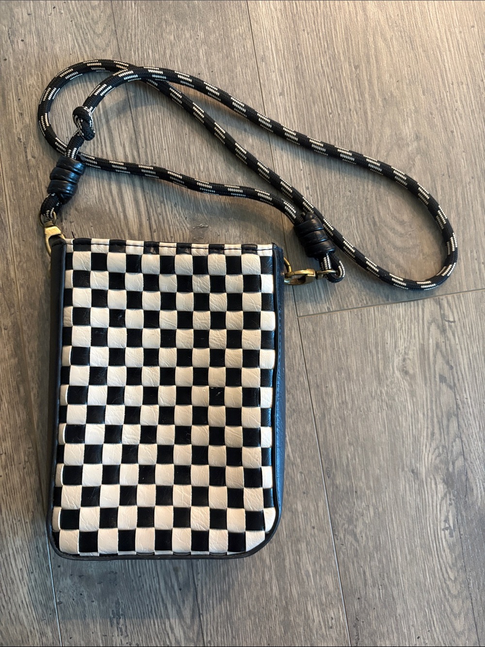Universal Thread Woven Checkerboard Phone Crossbody Bag with Rope Strap